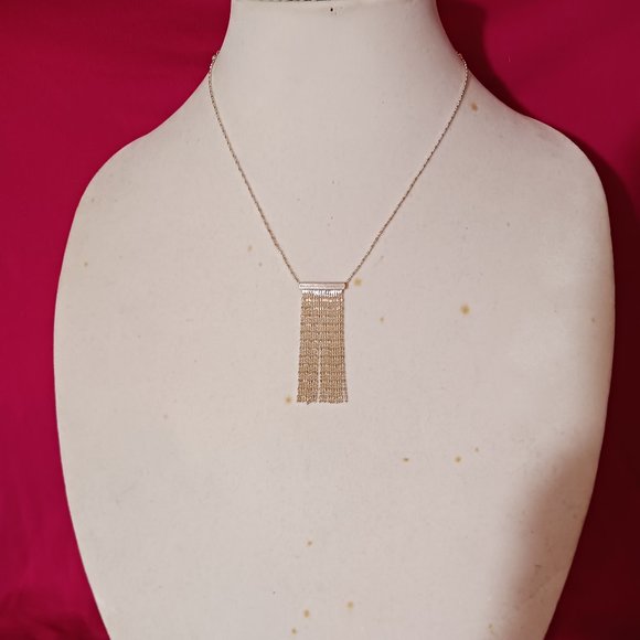 Source Unknown Jewelry - Vintage Sterling Silver Plated Fringe Tassel Necklace